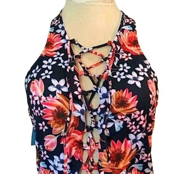 Cupshe Womens Floral Lace-Up Halter One-Piece Swimsuit Size Small - Picture 4 of 8